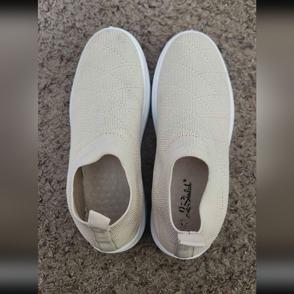 Beige slide on flats, size 8.5